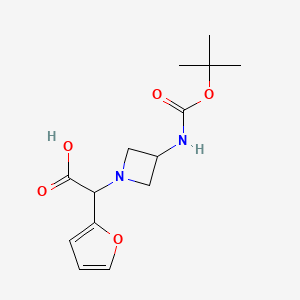 molecular formula C14H20N2O5 B1499884 2-(3-((tert-Butoxycarbonyl)amino)azetidin-1-yl)-2-(furan-2-yl)acetic acid 
