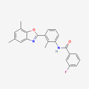 N-[3-(5,7-dimethyl-1,3-benzoxazol-2-yl)-2-methylphenyl]-3-fluorobenzamide