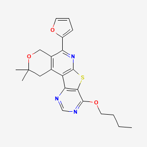 13-butoxy-8-(furan-2-yl)-4,4-dimethyl-5-oxa-11-thia-9,14,16-triazatetracyclo[8.7.0.02,7.012,17]heptadeca-1(10),2(7),8,12(17),13,15-hexaene