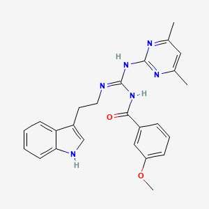 N-[(E)-[(4,6-dimethylpyrimidin-2-yl)amino]{[2-(1H-indol-3-yl)ethyl]amino}methylidene]-3-methoxybenzamide