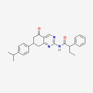 molecular formula C27H29N3O2 B14998884 N-{5-oxo-7-[4-(propan-2-yl)phenyl]-5,6,7,8-tetrahydroquinazolin-2-yl}-2-phenylbutanamide 