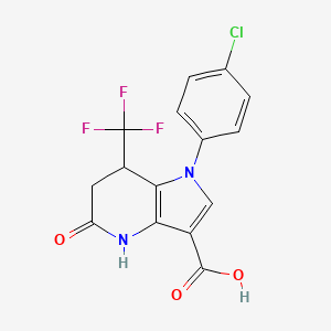 1-(4-chlorophenyl)-5-oxo-7-(trifluoromethyl)-4,5,6,7-tetrahydro-1H-pyrrolo[3,2-b]pyridine-3-carboxylic acid