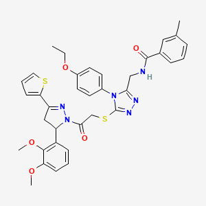 N-{[5-({2-[5-(2,3-Dimethoxyphenyl)-3-(thiophen-2-YL)-4,5-dihydro-1H-pyrazol-1-YL]-2-oxoethyl}sulfanyl)-4-(4-ethoxyphenyl)-4H-1,2,4-triazol-3-YL]methyl}-3-methylbenzamide