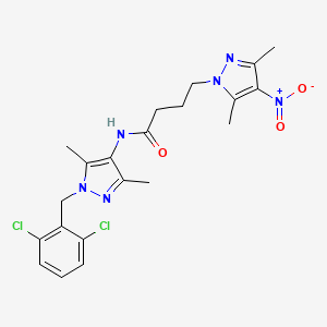 molecular formula C21H24Cl2N6O3 B14998992 N-[1-(2,6-dichlorobenzyl)-3,5-dimethyl-1H-pyrazol-4-yl]-4-(3,5-dimethyl-4-nitro-1H-pyrazol-1-yl)butanamide 