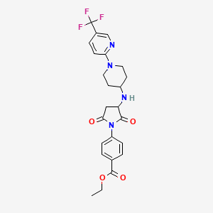 molecular formula C24H25F3N4O4 B14999011 Ethyl 4-[2,5-dioxo-3-({1-[5-(trifluoromethyl)pyridin-2-yl]piperidin-4-yl}amino)pyrrolidin-1-yl]benzoate 