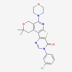 molecular formula C24H23ClN4O3S B14999048 14-(3-chlorophenyl)-4,4-dimethyl-8-morpholin-4-yl-5-oxa-11-thia-9,14,16-triazatetracyclo[8.7.0.02,7.012,17]heptadeca-1(10),2(7),8,12(17),15-pentaen-13-one 