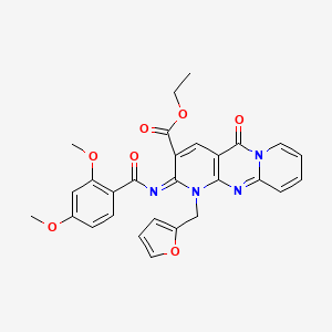 ethyl 6-(2,4-dimethoxybenzoyl)imino-7-(furan-2-ylmethyl)-2-oxo-1,7,9-triazatricyclo[8.4.0.03,8]tetradeca-3(8),4,9,11,13-pentaene-5-carboxylate