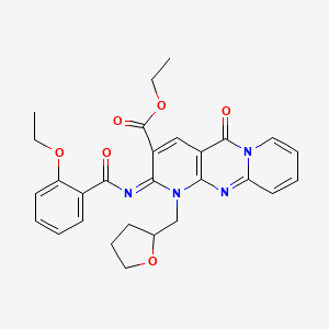 ethyl 6-(2-ethoxybenzoyl)imino-2-oxo-7-(oxolan-2-ylmethyl)-1,7,9-triazatricyclo[8.4.0.03,8]tetradeca-3(8),4,9,11,13-pentaene-5-carboxylate