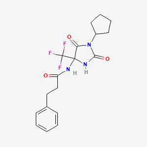 molecular formula C18H20F3N3O3 B14999069 N-[1-cyclopentyl-2,5-dioxo-4-(trifluoromethyl)imidazolidin-4-yl]-3-phenylpropanamide 