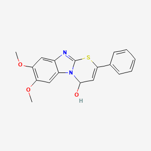 molecular formula C18H16N2O3S B14999073 7,8-dimethoxy-2-phenyl-4H-[1,3]thiazino[3,2-a]benzimidazol-4-ol 