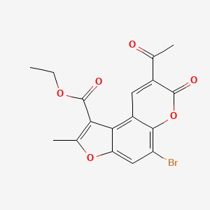 molecular formula C17H13BrO6 B14999088 ethyl 8-acetyl-5-bromo-2-methyl-7-oxo-7H-furo[3,2-f]chromene-1-carboxylate 