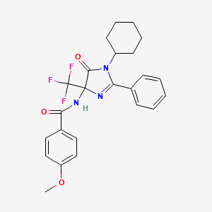 N-[1-cyclohexyl-5-oxo-2-phenyl-4-(trifluoromethyl)-4,5-dihydro-1H-imidazol-4-yl]-4-methoxybenzamide