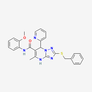 molecular formula C26H24N6O2S B14999104 2-(benzylsulfanyl)-N-(2-methoxyphenyl)-5-methyl-7-(pyridin-2-yl)-4,7-dihydro[1,2,4]triazolo[1,5-a]pyrimidine-6-carboxamide 