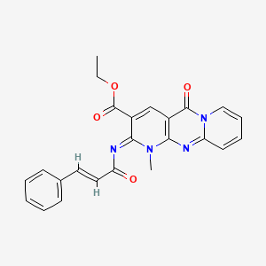 molecular formula C24H20N4O4 B14999114 ethyl 7-methyl-2-oxo-6-[(E)-3-phenylprop-2-enoyl]imino-1,7,9-triazatricyclo[8.4.0.03,8]tetradeca-3(8),4,9,11,13-pentaene-5-carboxylate 