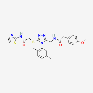 molecular formula C25H26N6O3S2 B14999120 2-((4-(2,5-dimethylphenyl)-5-((2-(4-methoxyphenyl)acetamido)methyl)-4H-1,2,4-triazol-3-yl)thio)-N-(thiazol-2-yl)acetamide 