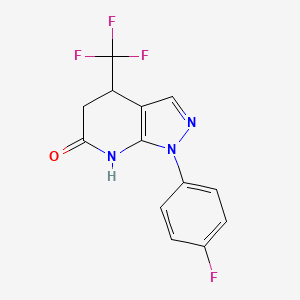 molecular formula C13H9F4N3O B14999144 1-(4-fluorophenyl)-4-(trifluoromethyl)-1,4,5,7-tetrahydro-6H-pyrazolo[3,4-b]pyridin-6-one 