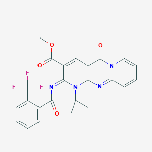 molecular formula C25H21F3N4O4 B14999171 ethyl 2-oxo-7-propan-2-yl-6-[2-(trifluoromethyl)benzoyl]imino-1,7,9-triazatricyclo[8.4.0.03,8]tetradeca-3(8),4,9,11,13-pentaene-5-carboxylate 