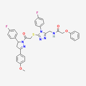 N-{[4-(4-Fluorophenyl)-5-({2-[5-(4-fluorophenyl)-3-(4-methoxyphenyl)-4,5-dihydro-1H-pyrazol-1-YL]-2-oxoethyl}sulfanyl)-4H-1,2,4-triazol-3-YL]methyl}-2-phenoxyacetamide