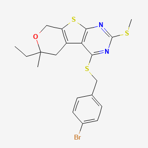 3-[(4-bromophenyl)methylsulfanyl]-12-ethyl-12-methyl-5-methylsulfanyl-11-oxa-8-thia-4,6-diazatricyclo[7.4.0.02,7]trideca-1(9),2(7),3,5-tetraene