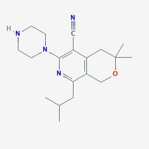 3,3-dimethyl-8-(2-methylpropyl)-6-(piperazin-1-yl)-3,4-dihydro-1H-pyrano[3,4-c]pyridine-5-carbonitrile