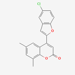 molecular formula C19H13ClO3 B14999249 4-(5-Chloro-1-benzofuran-2-yl)-6,8-dimethylchromen-2-one 