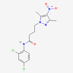 molecular formula C15H16Cl2N4O3 B14999271 N-(2,4-dichlorophenyl)-4-(3,5-dimethyl-4-nitro-1H-pyrazol-1-yl)butanamide 