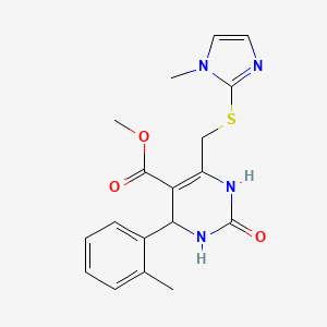 molecular formula C18H20N4O3S B14999275 methyl 6-{[(1-methyl-1H-imidazol-2-yl)sulfanyl]methyl}-4-(2-methylphenyl)-2-oxo-1,2,3,4-tetrahydropyrimidine-5-carboxylate 