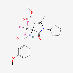 methyl 1-cyclopentyl-4-{[(3-methoxyphenyl)carbonyl]amino}-2-methyl-5-oxo-4-(trifluoromethyl)-4,5-dihydro-1H-pyrrole-3-carboxylate