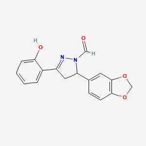 5-(2H-1,3-Benzodioxol-5-yl)-3-(2-hydroxyphenyl)-4,5-dihydropyrazole-1-carbaldehyde