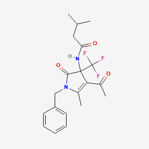 molecular formula C20H23F3N2O3 B14999322 N-[4-acetyl-1-benzyl-5-methyl-2-oxo-3-(trifluoromethyl)-2,3-dihydro-1H-pyrrol-3-yl]-3-methylbutanamide 