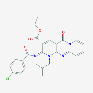 ethyl 6-(4-chlorobenzoyl)imino-7-(2-methylpropyl)-2-oxo-1,7,9-triazatricyclo[8.4.0.03,8]tetradeca-3(8),4,9,11,13-pentaene-5-carboxylate