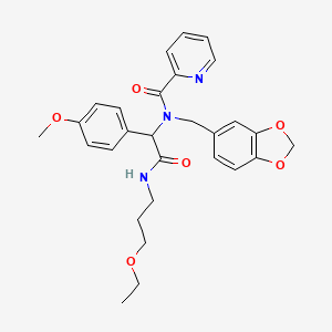 molecular formula C28H31N3O6 B14999331 N-(1,3-benzodioxol-5-ylmethyl)-N-{2-[(3-ethoxypropyl)amino]-1-(4-methoxyphenyl)-2-oxoethyl}pyridine-2-carboxamide 