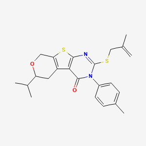 4-(4-methylphenyl)-5-(2-methylprop-2-enylsulfanyl)-12-propan-2-yl-11-oxa-8-thia-4,6-diazatricyclo[7.4.0.02,7]trideca-1(9),2(7),5-trien-3-one