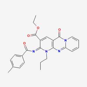 ethyl 6-(4-methylbenzoyl)imino-2-oxo-7-propyl-1,7,9-triazatricyclo[8.4.0.03,8]tetradeca-3(8),4,9,11,13-pentaene-5-carboxylate