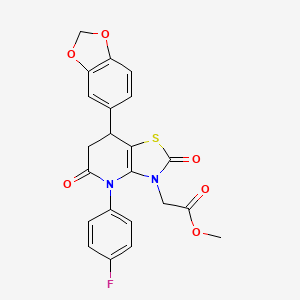 molecular formula C22H17FN2O6S B14999372 methyl [7-(1,3-benzodioxol-5-yl)-4-(4-fluorophenyl)-2,5-dioxo-4,5,6,7-tetrahydro[1,3]thiazolo[4,5-b]pyridin-3(2H)-yl]acetate 