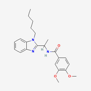 3,4-dimethoxy-N-[1-(1-pentyl-1H-benzimidazol-2-yl)ethyl]benzamide