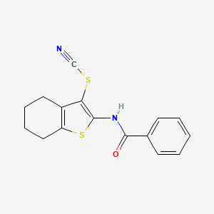 molecular formula C16H14N2OS2 B14999398 2-[(Phenylcarbonyl)amino]-4,5,6,7-tetrahydro-1-benzothiophen-3-yl thiocyanate 