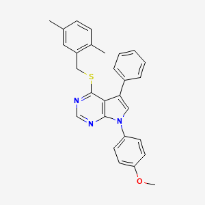 molecular formula C28H25N3OS B14999405 4-[(2,5-dimethylbenzyl)sulfanyl]-7-(4-methoxyphenyl)-5-phenyl-7H-pyrrolo[2,3-d]pyrimidine 