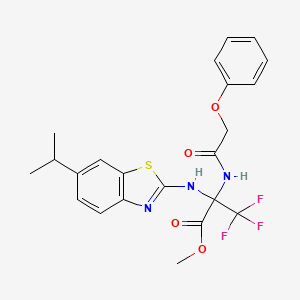 molecular formula C22H22F3N3O4S B14999415 Methyl 3,3,3-trifluoro-2-(2-phenoxyacetamido)-2-{[6-(propan-2-YL)-1,3-benzothiazol-2-YL]amino}propanoate 