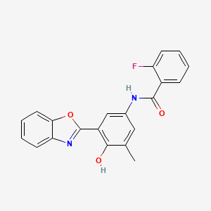 molecular formula C21H15FN2O3 B14999417 N-[3-(1,3-benzoxazol-2-yl)-4-hydroxy-5-methylphenyl]-2-fluorobenzamide 