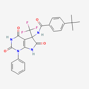 molecular formula C24H21F3N4O4 B14999424 4-Tert-butyl-N-[2,4,6-trioxo-1-phenyl-5-(trifluoromethyl)-1H,2H,3H,4H,5H,6H,7H-pyrrolo[2,3-D]pyrimidin-5-YL]benzamide 