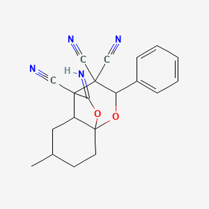 molecular formula C20H18N4O2 B14999436 10-imino-6-methyl-2-phenyltetrahydro-8a,4-(epoxymethano)chromene-3,3,4(2H,4aH)-tricarbonitrile 