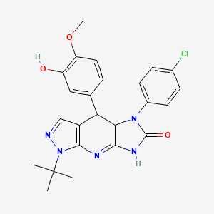 1-(tert-butyl)-5-(4-chlorophenyl)-4-(3-hydroxy-4-methoxyphenyl)-4,4a,5,8-tetrahydroimidazo[4,5-b]pyrazolo[4,3-e]pyridin-6(1H)-one