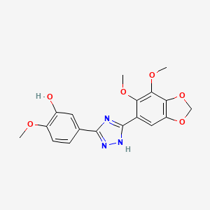 molecular formula C18H17N3O6 B14999556 5-[5-(6,7-dimethoxy-1,3-benzodioxol-5-yl)-4H-1,2,4-triazol-3-yl]-2-methoxyphenol 