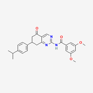 molecular formula C26H27N3O4 B14999589 3,5-dimethoxy-N-{5-oxo-7-[4-(propan-2-yl)phenyl]-5,6,7,8-tetrahydroquinazolin-2-yl}benzamide 