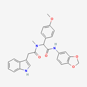 molecular formula C27H25N3O5 B14999611 N-[2-(1,3-benzodioxol-5-ylamino)-1-(4-methoxyphenyl)-2-oxoethyl]-2-(1H-indol-3-yl)-N-methylacetamide 