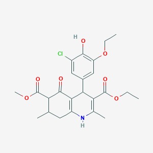 molecular formula C24H28ClNO7 B14999622 3-Ethyl 6-methyl 4-(3-chloro-5-ethoxy-4-hydroxyphenyl)-2,7-dimethyl-5-oxo-1,4,5,6,7,8-hexahydroquinoline-3,6-dicarboxylate 