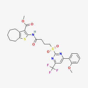 methyl 2-[(4-{[4-(2-methoxyphenyl)-6-(trifluoromethyl)pyrimidin-2-yl]sulfonyl}butanoyl)amino]-5,6,7,8-tetrahydro-4H-cyclohepta[b]thiophene-3-carboxylate