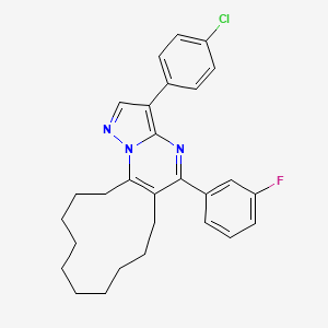 molecular formula C28H29ClFN3 B14999665 3-(4-Chlorophenyl)-5-(3-fluorophenyl)-6,7,8,9,10,11,12,13,14,15-decahydrocyclododeca[e]pyrazolo[1,5-a]pyrimidine 