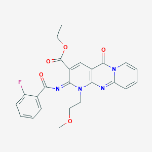 molecular formula C24H21FN4O5 B14999716 ethyl 6-(2-fluorobenzoyl)imino-7-(2-methoxyethyl)-2-oxo-1,7,9-triazatricyclo[8.4.0.03,8]tetradeca-3(8),4,9,11,13-pentaene-5-carboxylate 